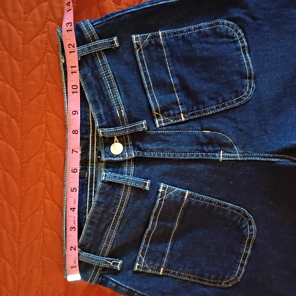 Blue Flare Wide Leg Jeans with Rich Deep Tone, Size 2 - Picture 6 of 9